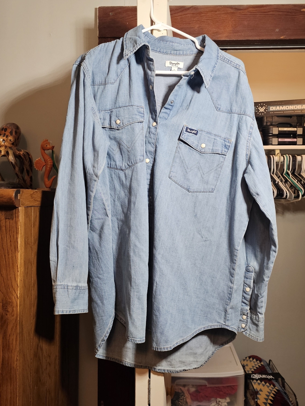 Wrangler Light Blue Denim Western Shirt Jacket